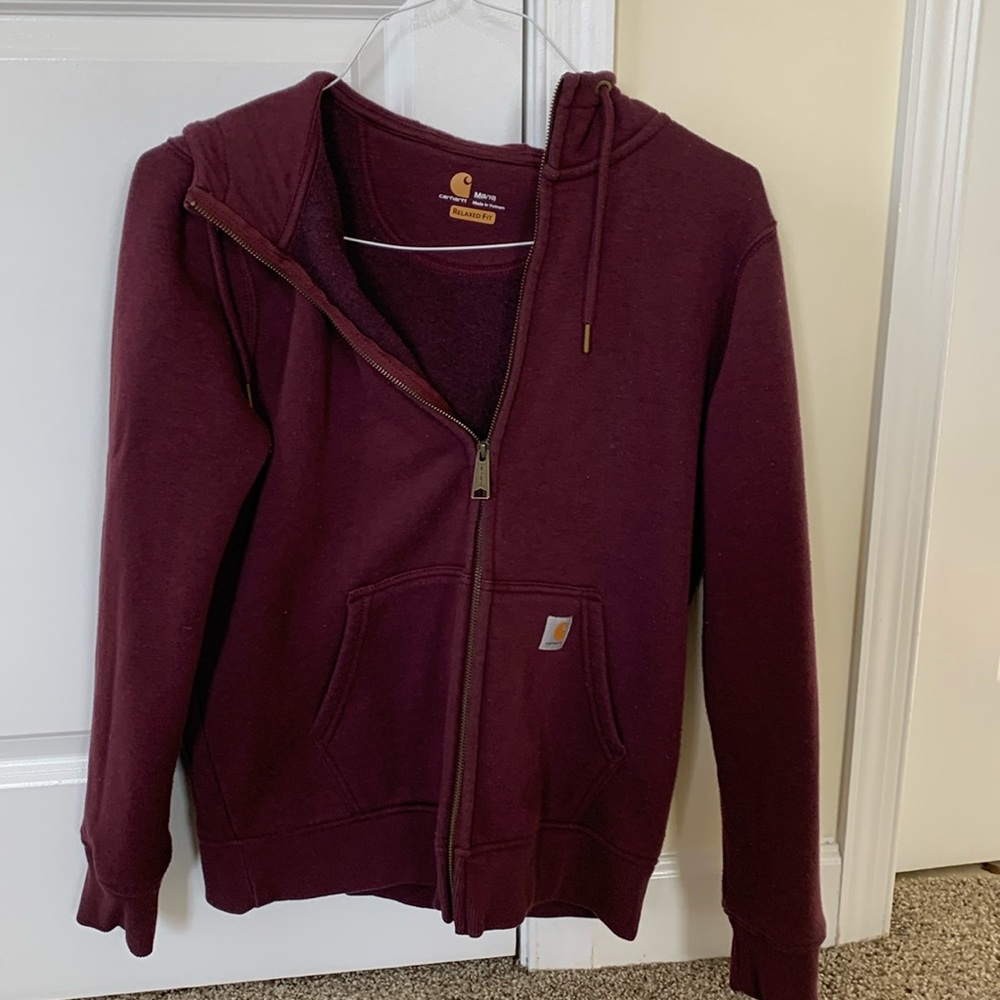 Carhartt comfy maroon zip up hoodie